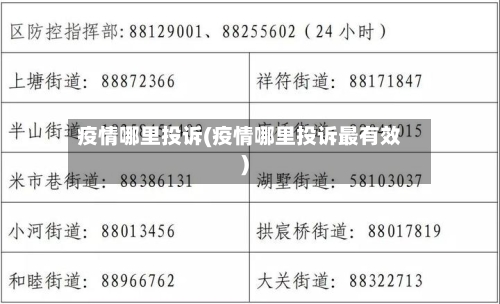 疫情哪里投诉(疫情哪里投诉最有效)