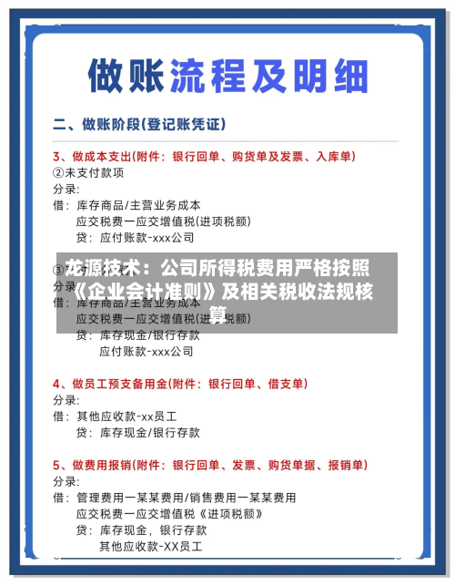 龙源技术：公司所得税费用严格按照《企业会计准则》及相关税收法规核算