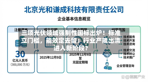 三项光伏领域强制性国标出炉！标准立门槛，能效定去留：行业产能出清进入新阶段？