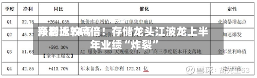 净利比较高预增近744倍！存储龙头江波龙上半年业绩“炸裂”-第1张图片