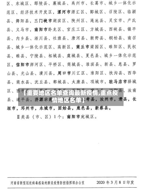 【重要地区名单查询最新疫情,重点疫情地区名单】