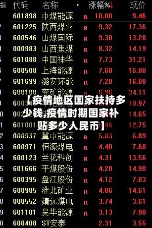 【疫情地区国家扶持多少钱,疫情时期国家补贴多少人民币】