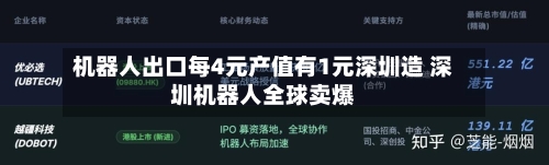 机器人出口每4元产值有1元深圳造 深圳机器人全球卖爆
