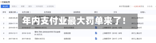 年内支付业最大罚单来了！
