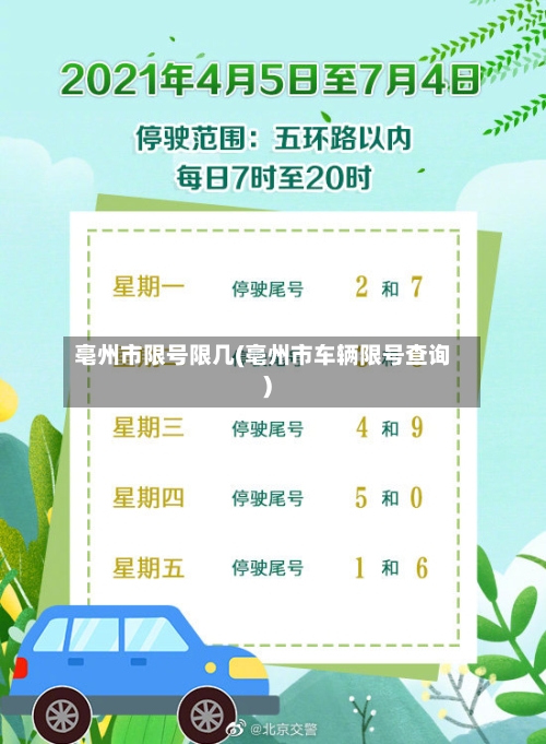 亳州市限号限几(亳州市车辆限号查询)
