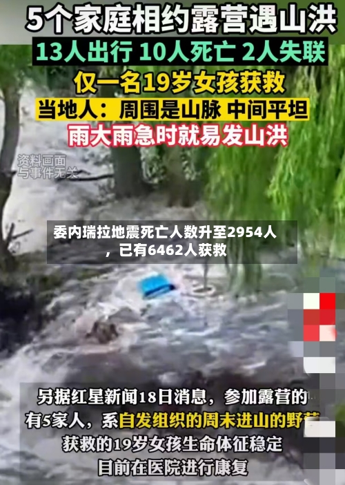 委内瑞拉地震死亡人数升至2954人，已有6462人获救