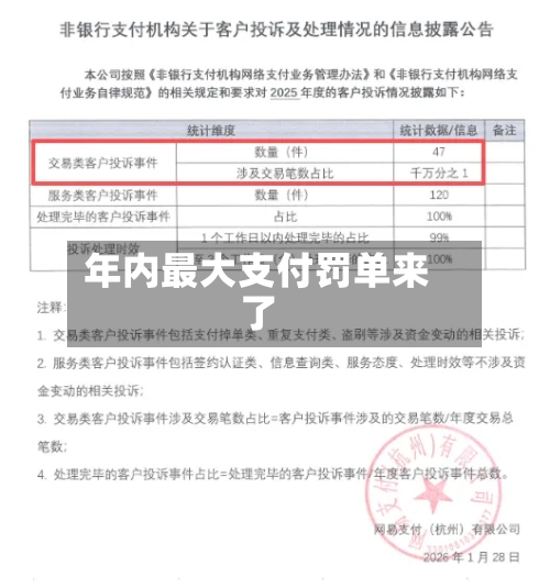 年内最大支付罚单来了
