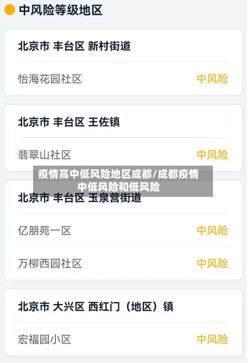 疫情高中低风险地区成都/成都疫情中低风险和低风险