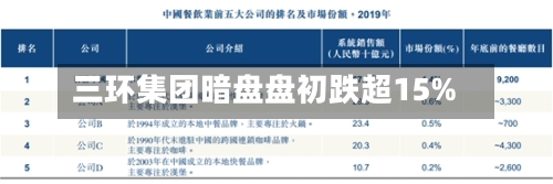 三环集团暗盘盘初跌超15%