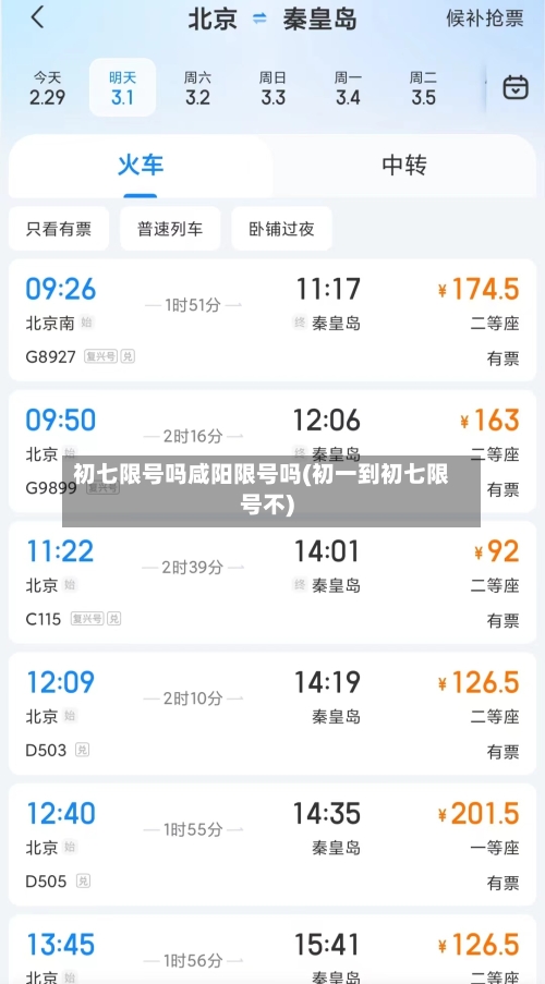 初七限号吗咸阳限号吗(初一到初七限号不)
