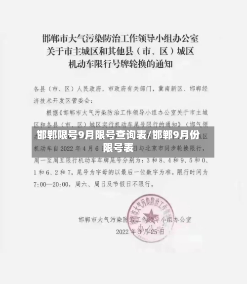 邯郸限号9月限号查询表/邯郸9月份限号表