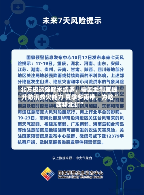 北方极端强降水增多，需因地制宜提升防汛救灾能力 夏季多雨带，为啥“西移北扩”