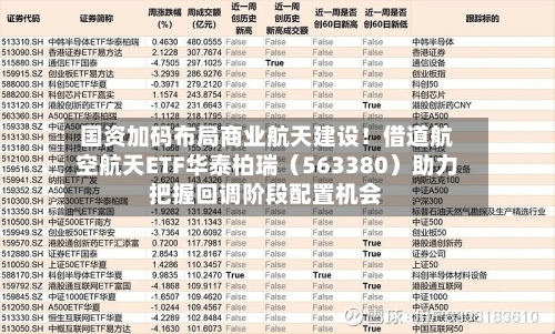 国资加码布局商业航天建设！借道航空航天ETF华泰柏瑞（563380）助力把握回调阶段配置机会