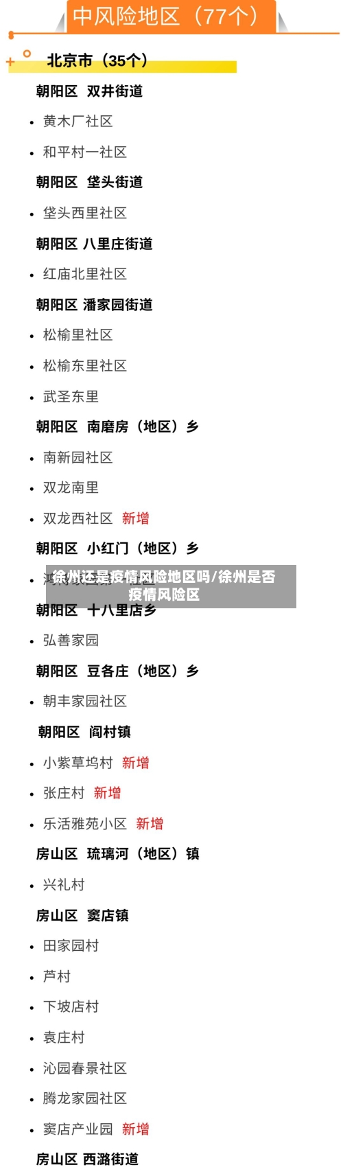 徐州还是疫情风险地区吗/徐州是否疫情风险区