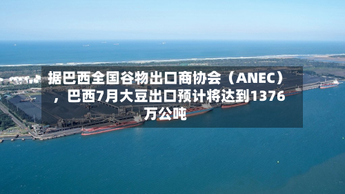 据巴西全国谷物出口商协会（ANEC），巴西7月大豆出口预计将达到1376万公吨