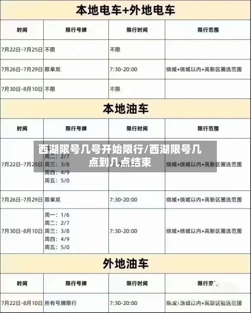西湖限号几号开始限行/西湖限号几点到几点结束