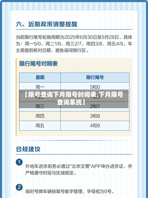 【限号查询下月限号时间表,下月限号查询系统】