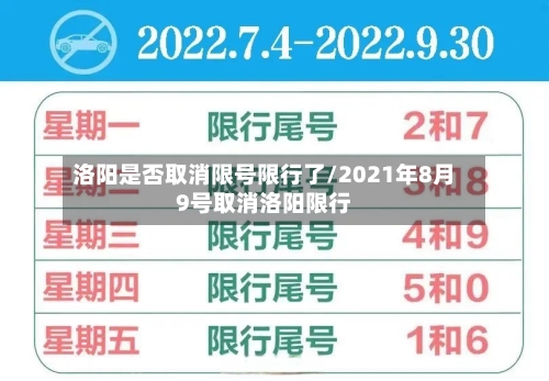 洛阳是否取消限号限行了/2021年8月9号取消洛阳限行