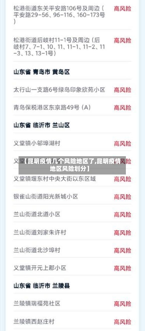 【昆明疫情几个风险地区了,昆明疫情地区风险划分】