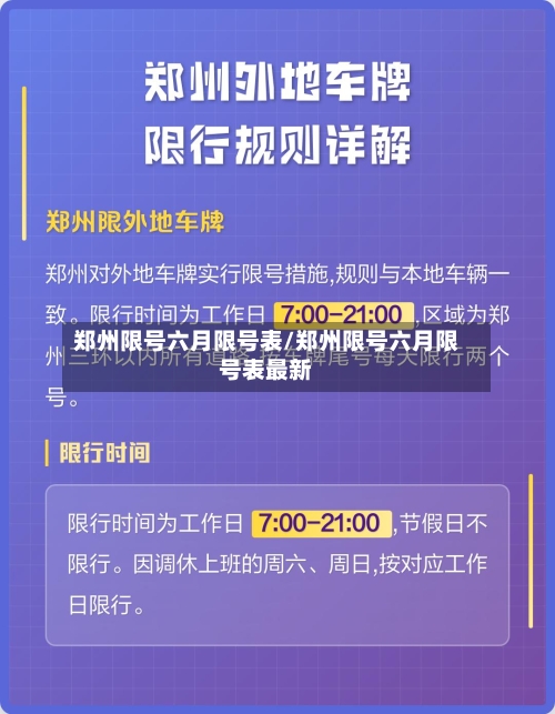 郑州限号六月限号表/郑州限号六月限号表最新