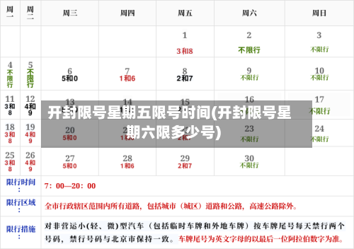 开封限号星期五限号时间(开封限号星期六限多少号)