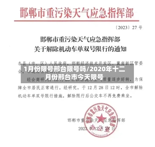 1月份限号邢台限号吗/2020年十二月份邢台市今天限号