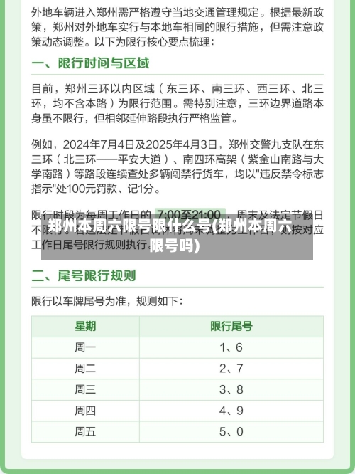 郑州本周六限号限什么号(郑州本周六限号吗)