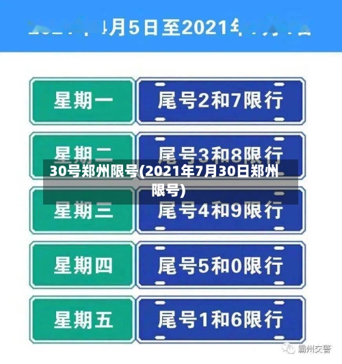 30号郑州限号(2021年7月30日郑州限号)