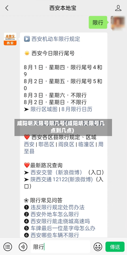 咸阳明天限号限几号(咸阳明天限号几点到几点)