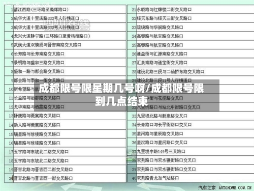 成都限号限星期几号啊/成都限号限到几点结束