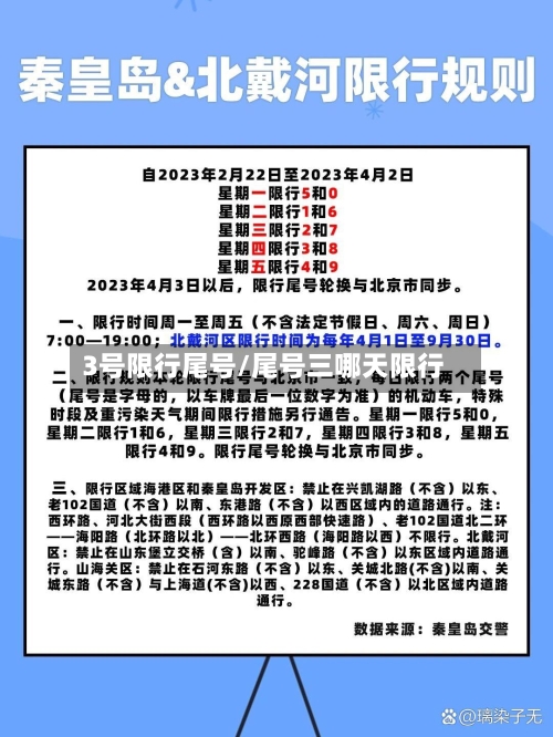 3号限行尾号/尾号三哪天限行