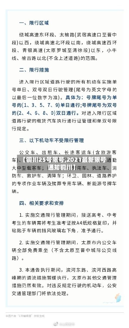 【铜川25号限号,2021最新限号通知铜川】