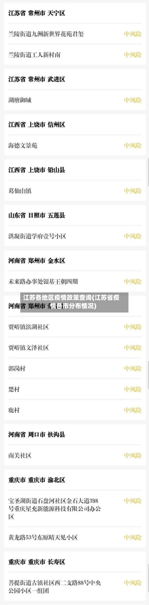 江苏各地区疫情政策查询(江苏省疫情各市分布情况)