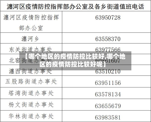 【哪个地区的疫情防控比较好,哪个地区的疫情防控比较好呢】
