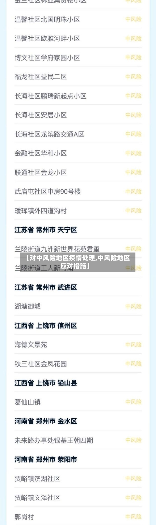 【对中风险地区疫情处理,中风险地区应对措施】