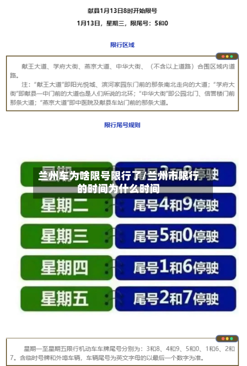 兰州车为啥限号限行了/兰州市限行的时间为什么时间