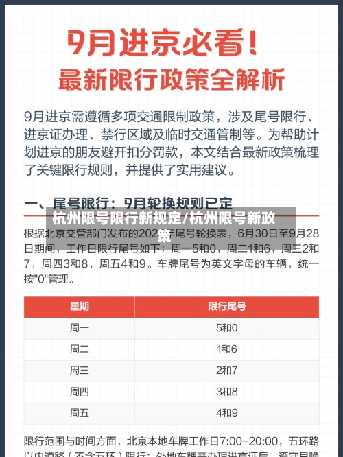 杭州限号限行新规定/杭州限号新政策