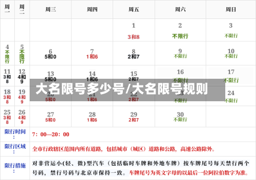 大名限号多少号/大名限号规则
