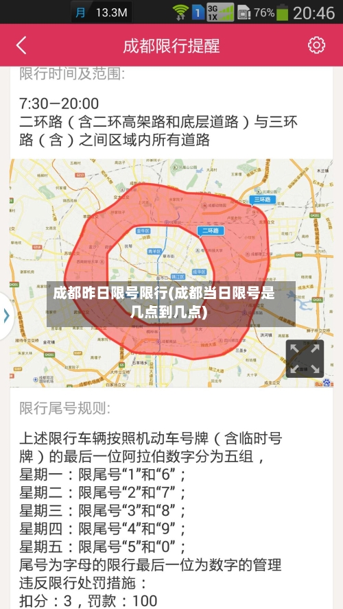 成都昨日限号限行(成都当日限号是几点到几点)