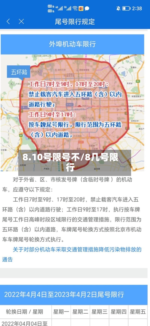 8.10号限号不/8几号限行