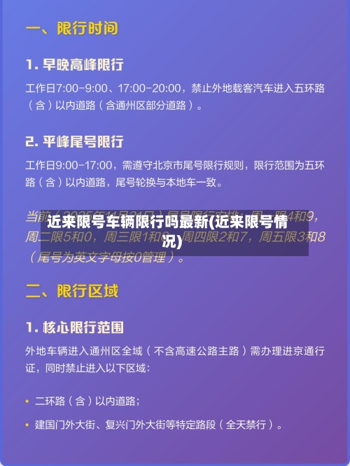 近来限号车辆限行吗最新(近来限号情况)