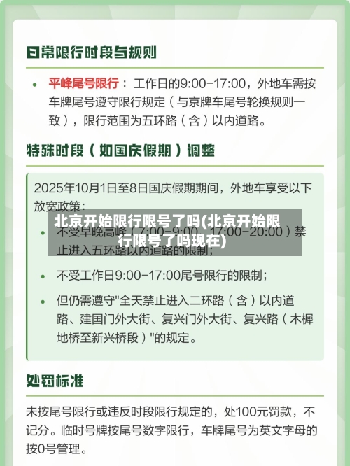 北京开始限行限号了吗(北京开始限行限号了吗现在)