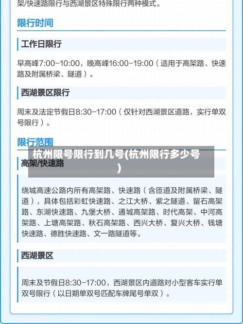 杭州限号限行到几号(杭州限行多少号)