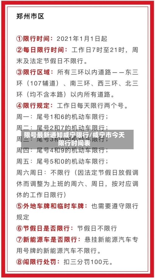 限号最新通知咸宁限行/咸宁市今天限行时间表