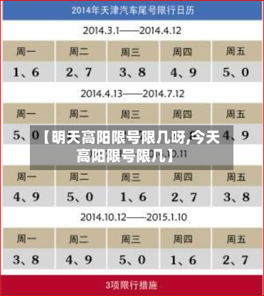 【明天高阳限号限几呀,今天高阳限号限几】