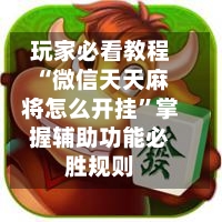 玩家必看教程“微信天天麻将怎么开挂”掌握辅助功能必胜规则