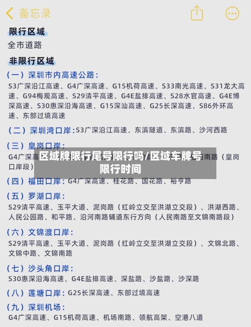 区域牌限行尾号限行吗/区域车牌号限行时间