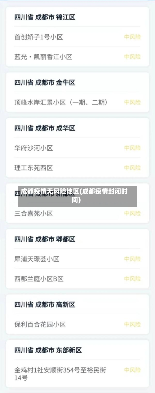 成都疫情无风险地区(成都疫情封闭时间)