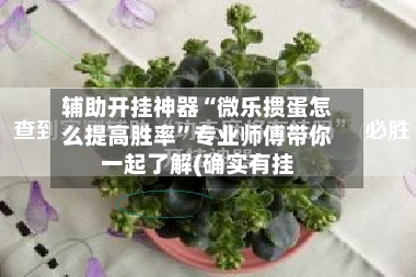 辅助开挂神器“微乐掼蛋怎么提高胜率”专业师傅带你一起了解(确实有挂