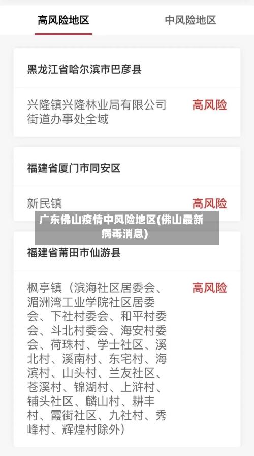 广东佛山疫情中风险地区(佛山最新病毒消息)